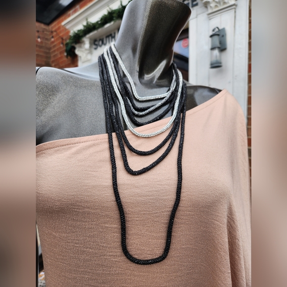 Elegant 4 Strand Silver Layered Necklace - Picture 13 of 17